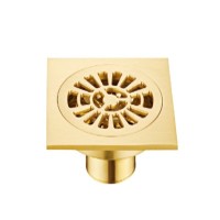 Square Brass floor drain for bathroom shower Golden floor drain