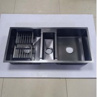 High Quality Commercial Nano Black Series 304 Stainless Steel Three Bowl Kitchen Sink